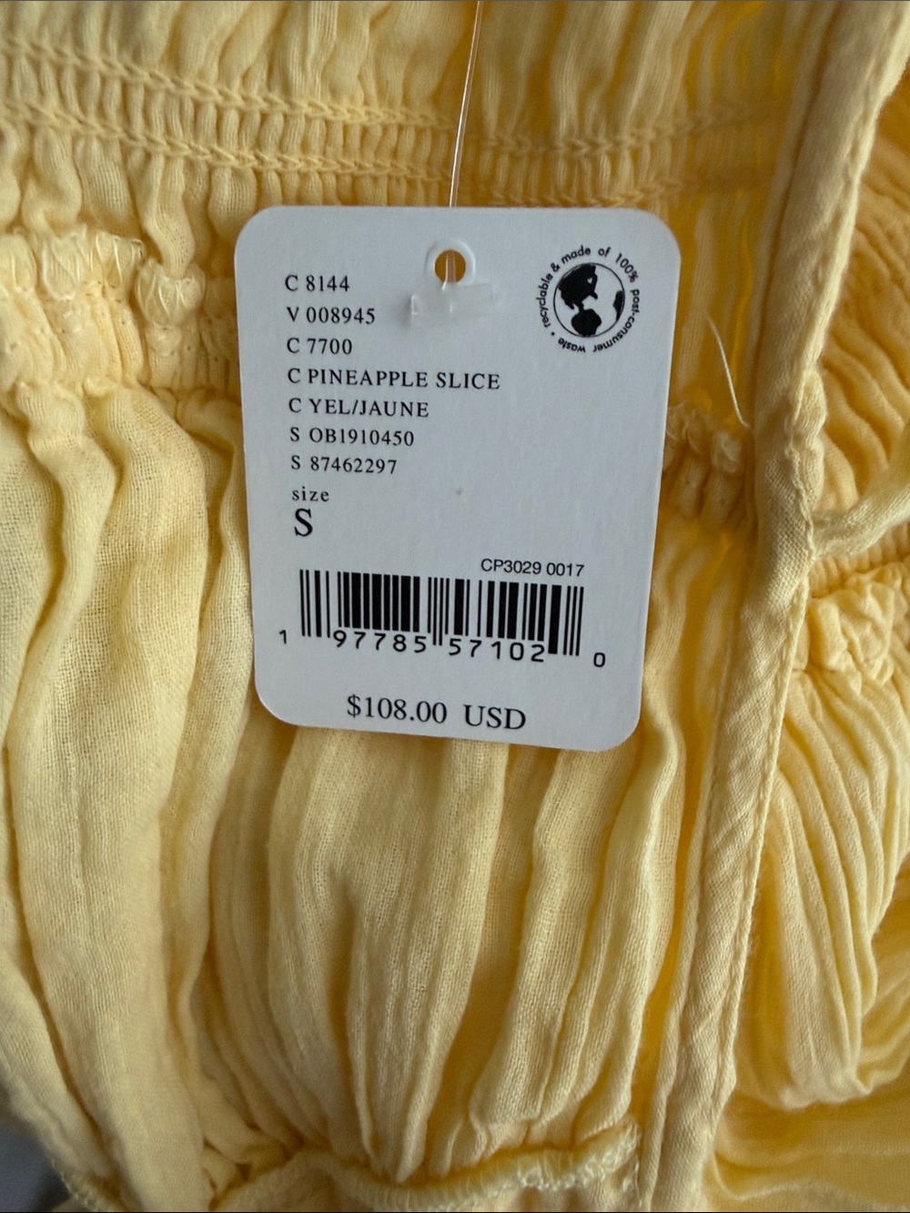 FREE PEOPLE PINEAPPLE SLICE Yellow Women's Smocked Midi Dress S SMALL backless π - Picture 8 of 12